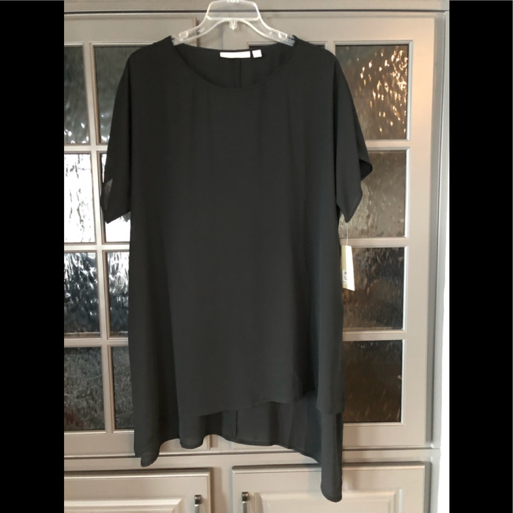Sejour Black Asymmetrical Tunic Top